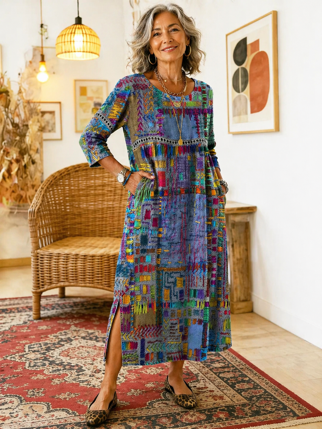 Manuela | Dress with Ethnic Patchwork