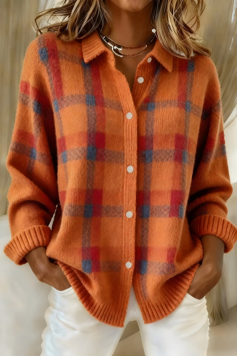 ANNA Classic Plaid Knit Cardigan