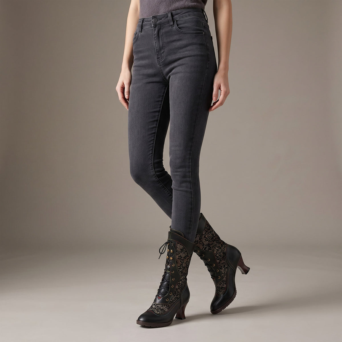 Victorian Elegance Mid-Calf Boots