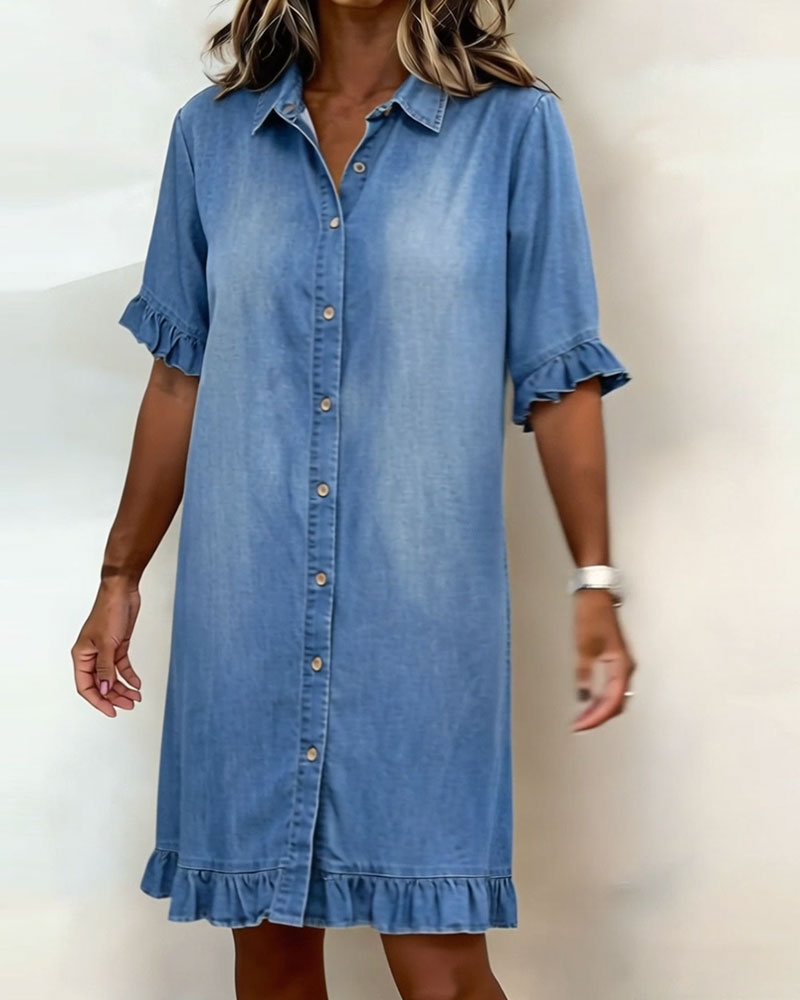 ANN | COMFORTABLE DENIM DRESS WITH FLATTERING RUCHING