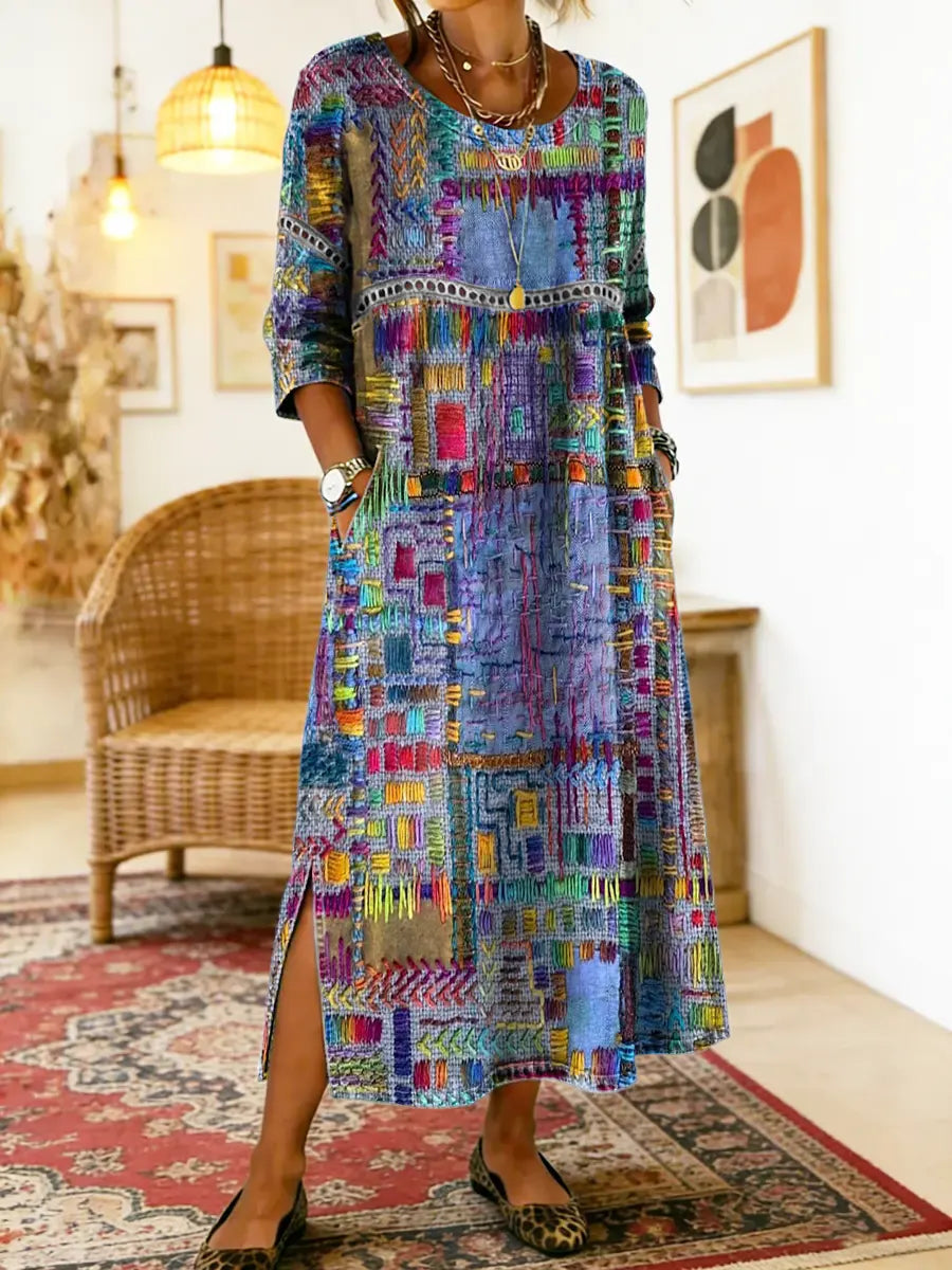 Manuela | Dress with Ethnic Patchwork