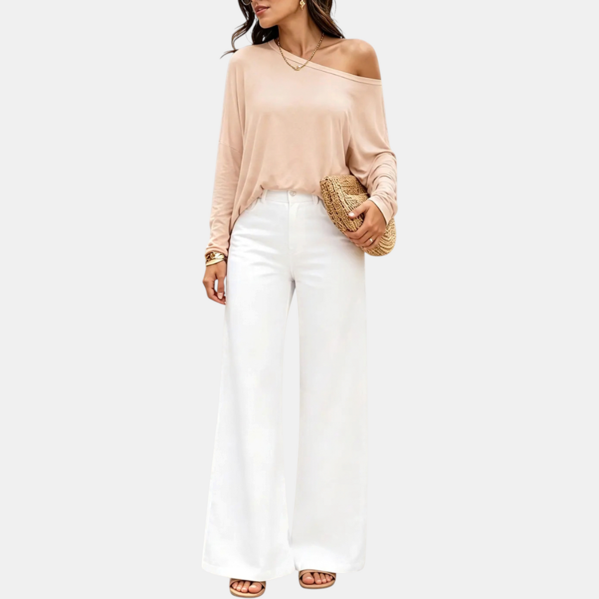 Women's Off Shoulder Oversized Batwing Long Sleeve Gym Top