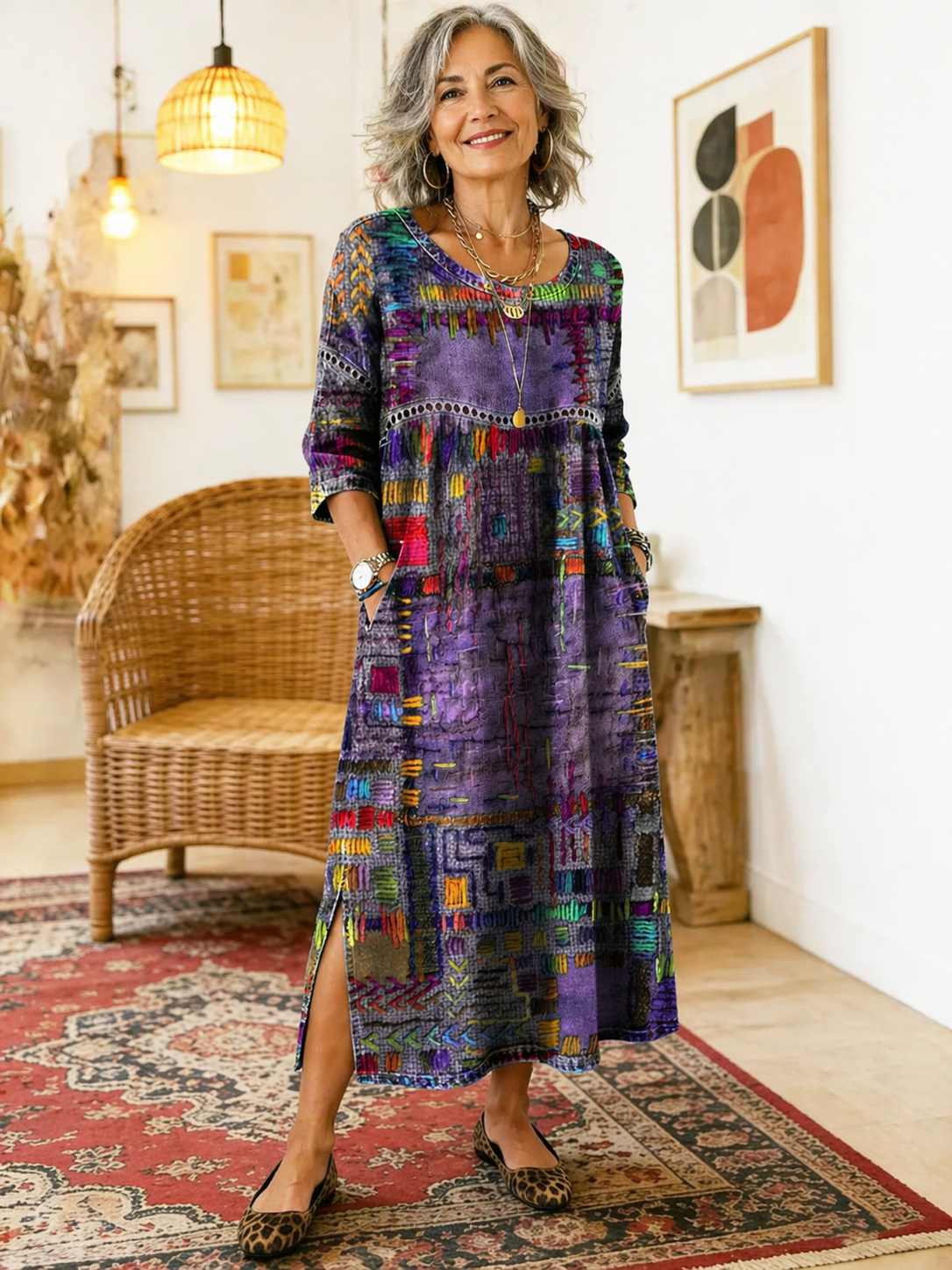 Manuela | Dress with Ethnic Patchwork