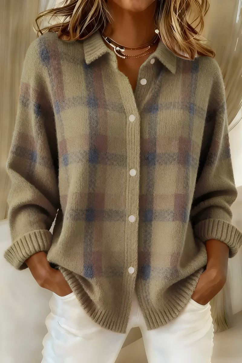 ANNA Classic Plaid Knit Cardigan