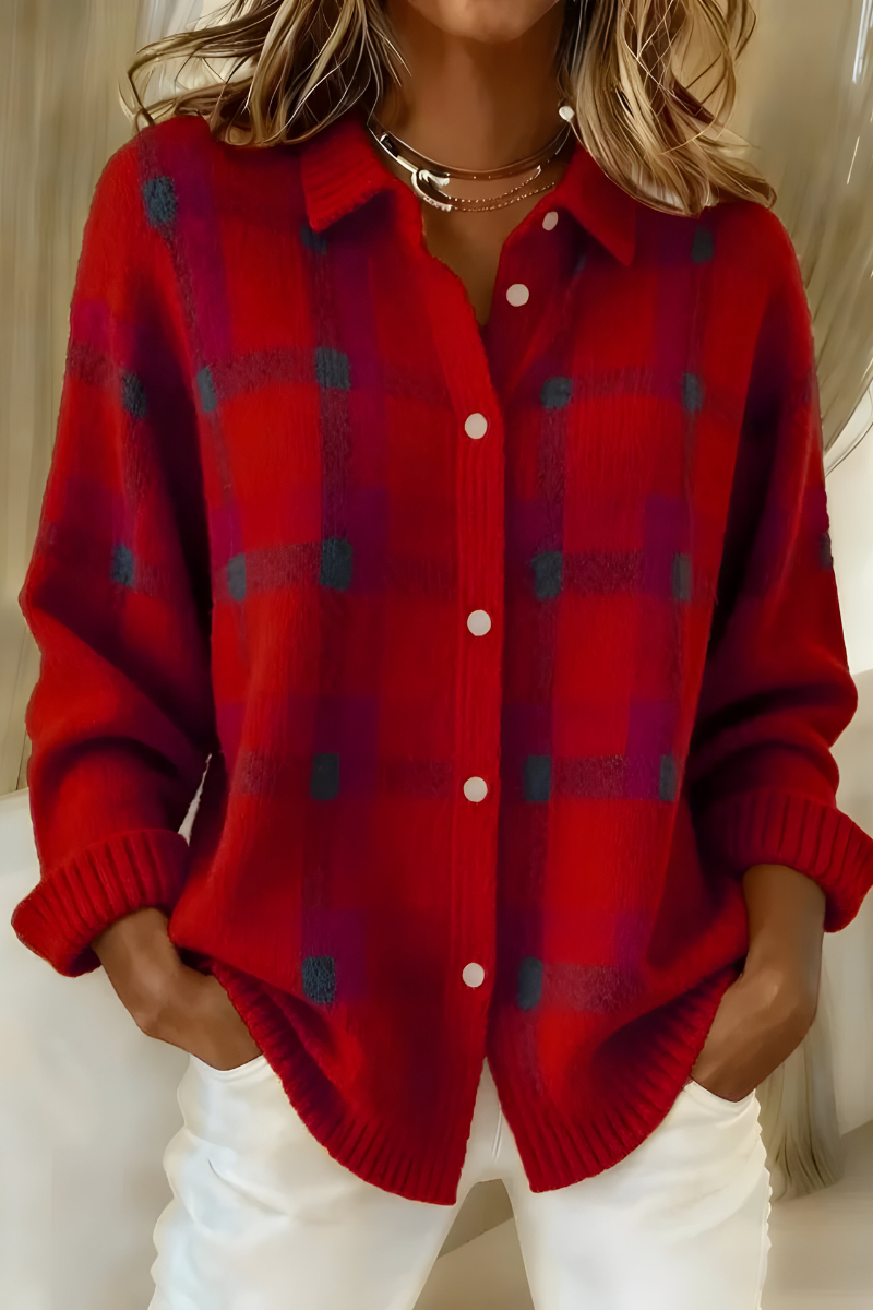 ANNA Classic Plaid Knit Cardigan