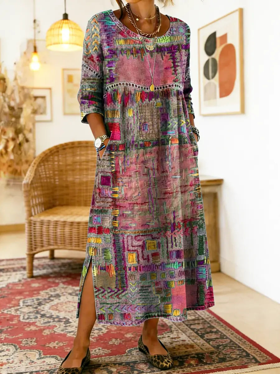 Manuela | Dress with Ethnic Patchwork