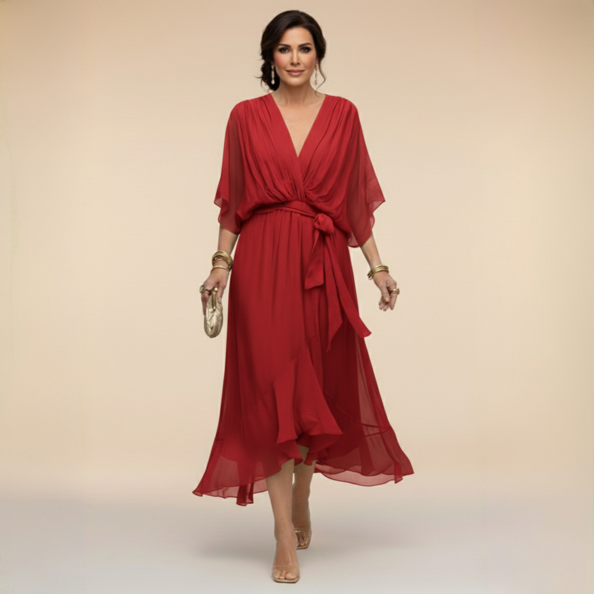 Marta™ | V-Neck Chiffon Dress