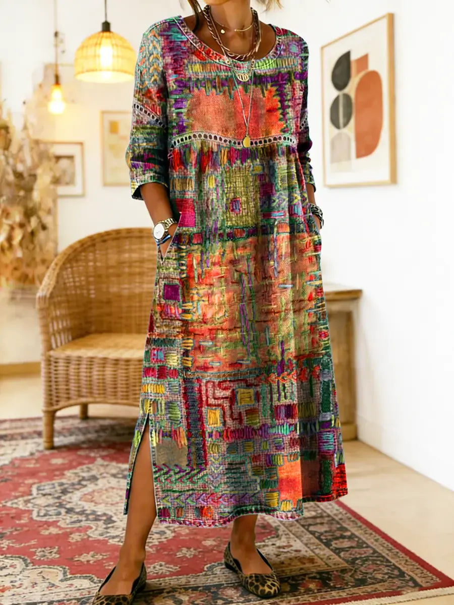 Manuela | Dress with Ethnic Patchwork