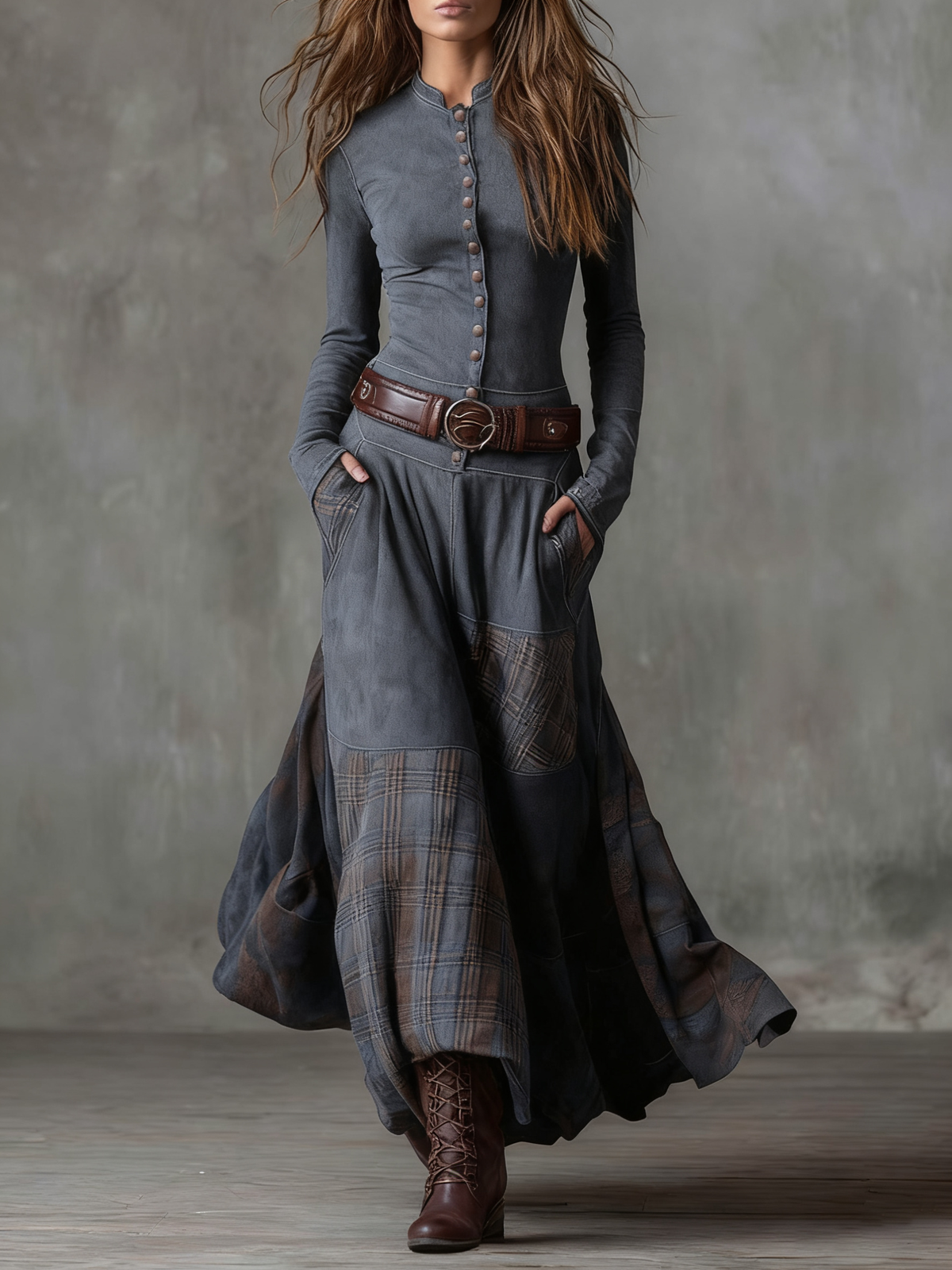 Azucena | Suede Maxi Dress with Belt