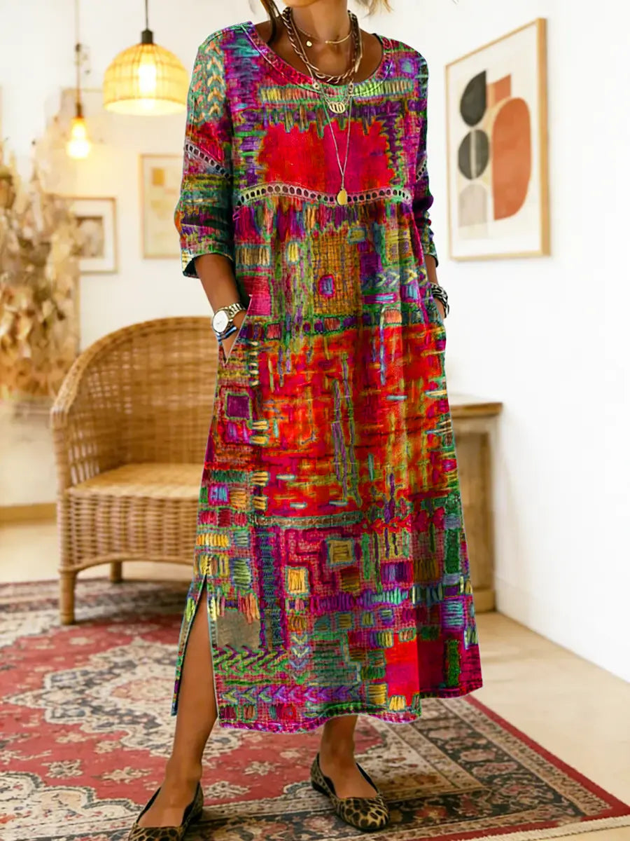 Manuela | Dress with Ethnic Patchwork