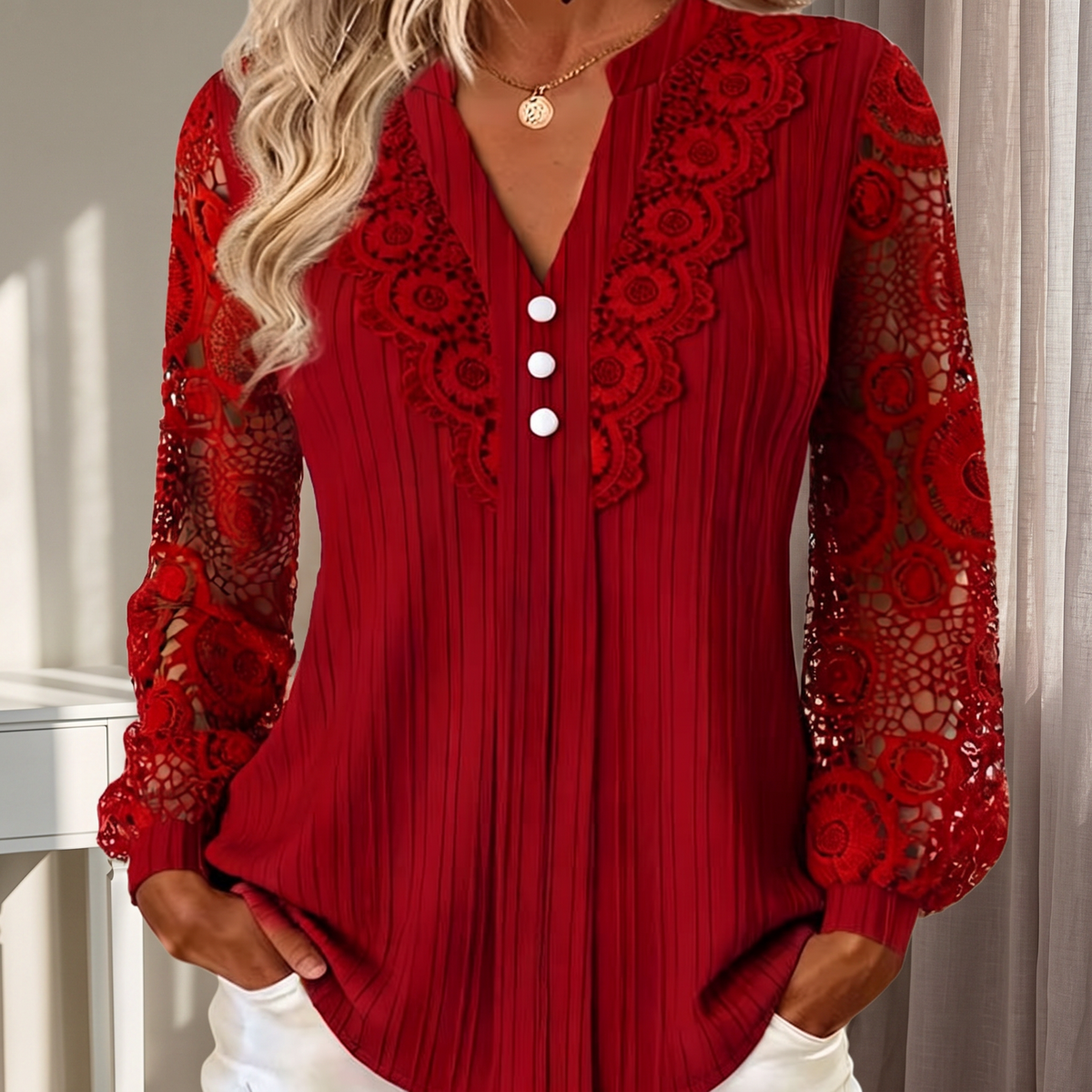 Adele Lace Panel Blouse