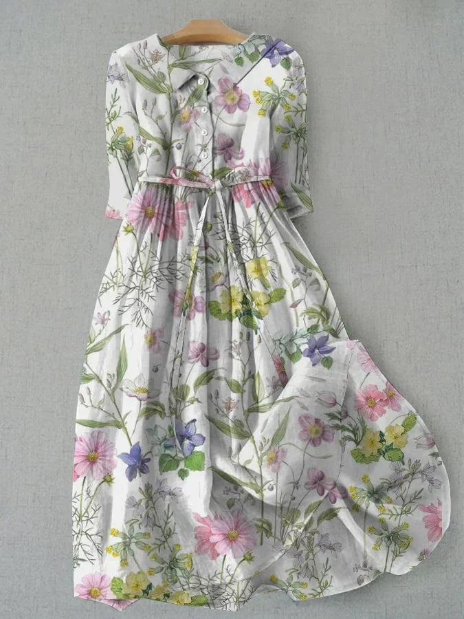 Zofia | Adjustable-Waist Summer Dress in Cotton-Linen Blend