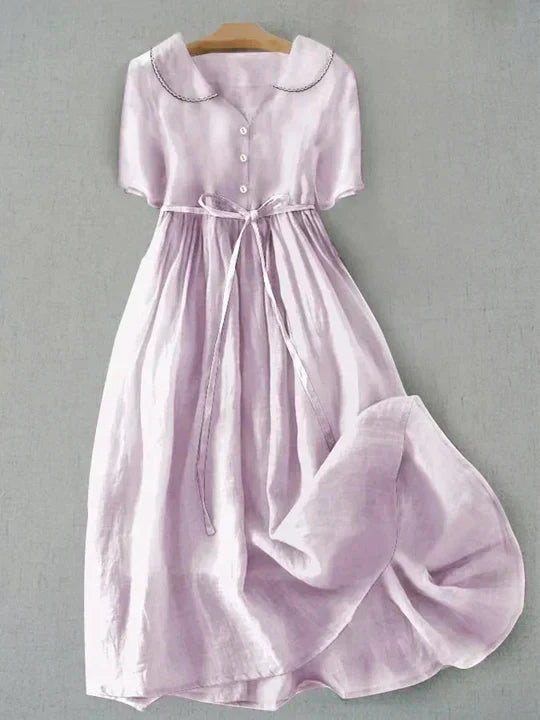 Zofia | Adjustable-Waist Summer Dress in Cotton-Linen Blend
