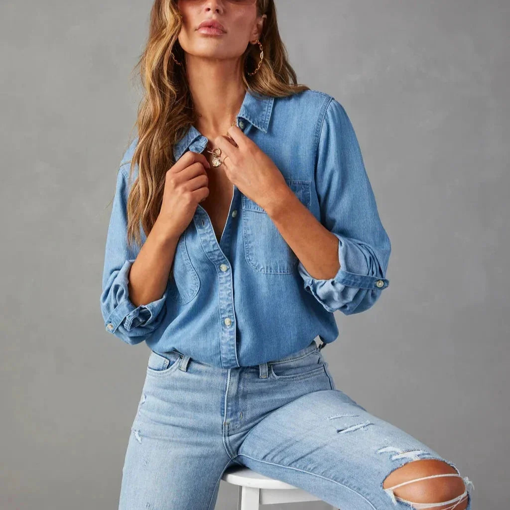 Aria Denim Button-Up