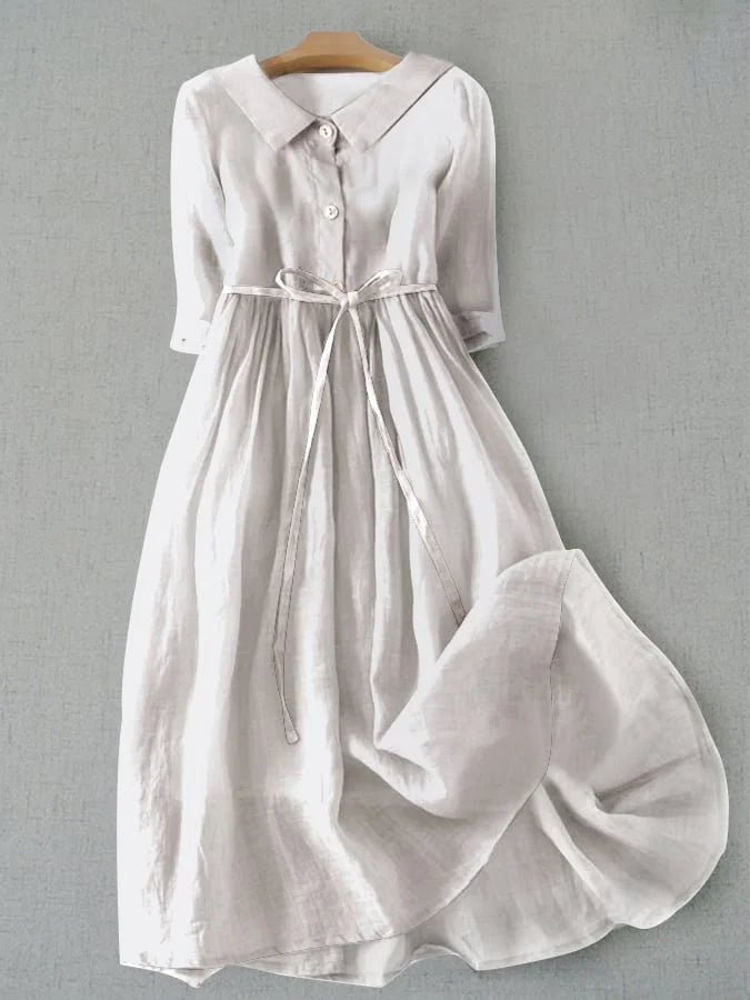 Zofia | Adjustable-Waist Summer Dress in Cotton-Linen Blend