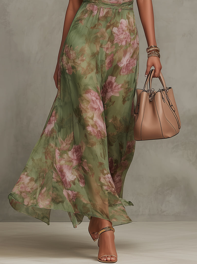 Livia | Floral Halter Neck Maxi Dress